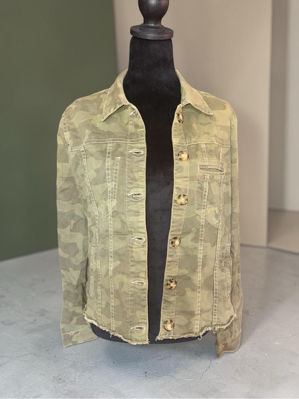 Pearl Olive Camo Military-Style Jacket